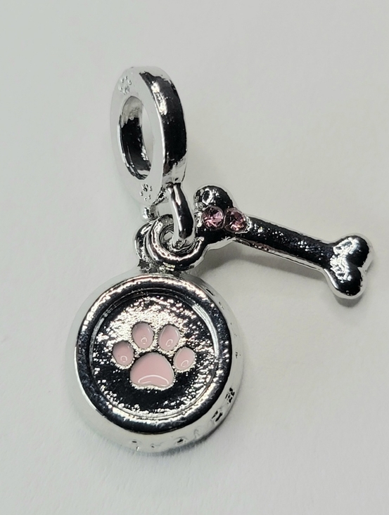 Chill Charms Of Texas Jewelry - New For Pandora Charm Bracelets Pink And Silver Color Dog Bowl And Bone Charm!
